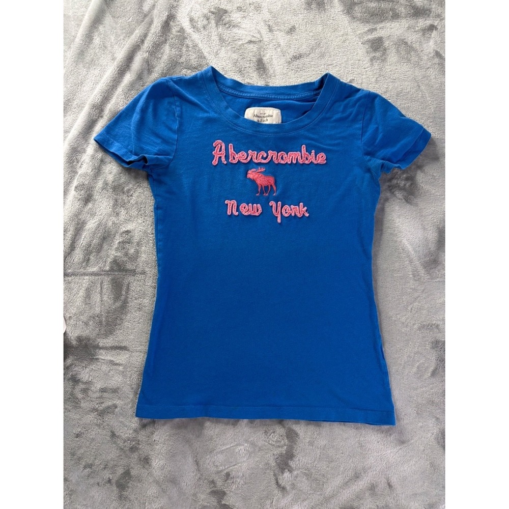 Abercrombie & Fitch New York T-Shirt Womens M Blue Crew Neck Short Sleeve
